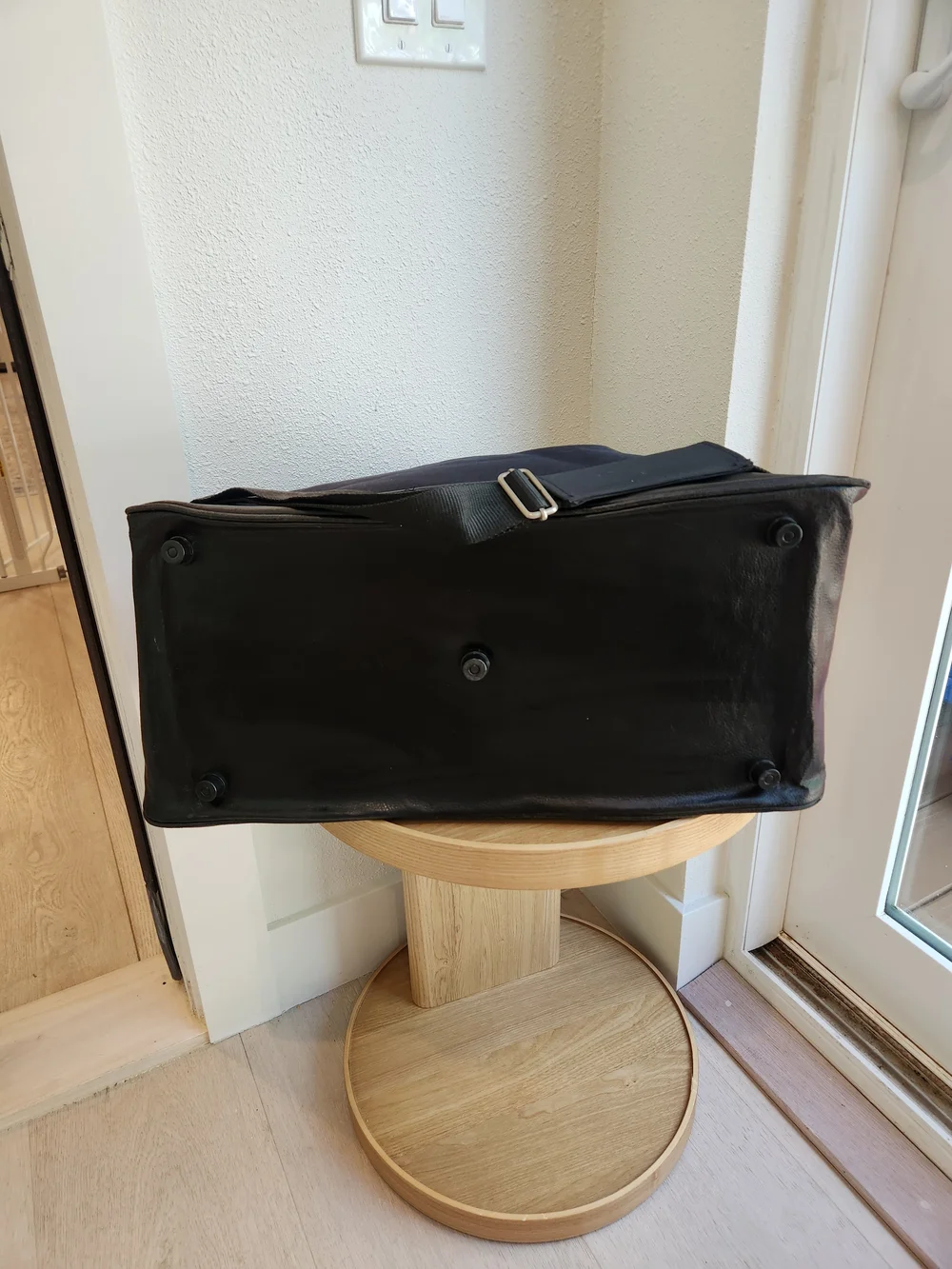 Calvin Klein Black Nylon Travel Duffle with Leather Trim And Crossbody Strap